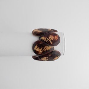 artisan Tagua Nut Jewelry Stretchy Bead Bracelet Cream and Brown NWOT